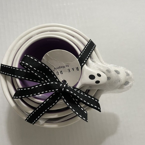 Rae Dunn 2023 Halloween White Ghost Measuring Cups - Purple Inside NWT - Picture 4 of 9